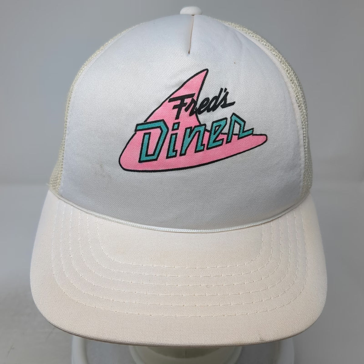 THAT HAT Fred's Diner Trucker Hat White OS Snapback Mesh Foam Front Graphic