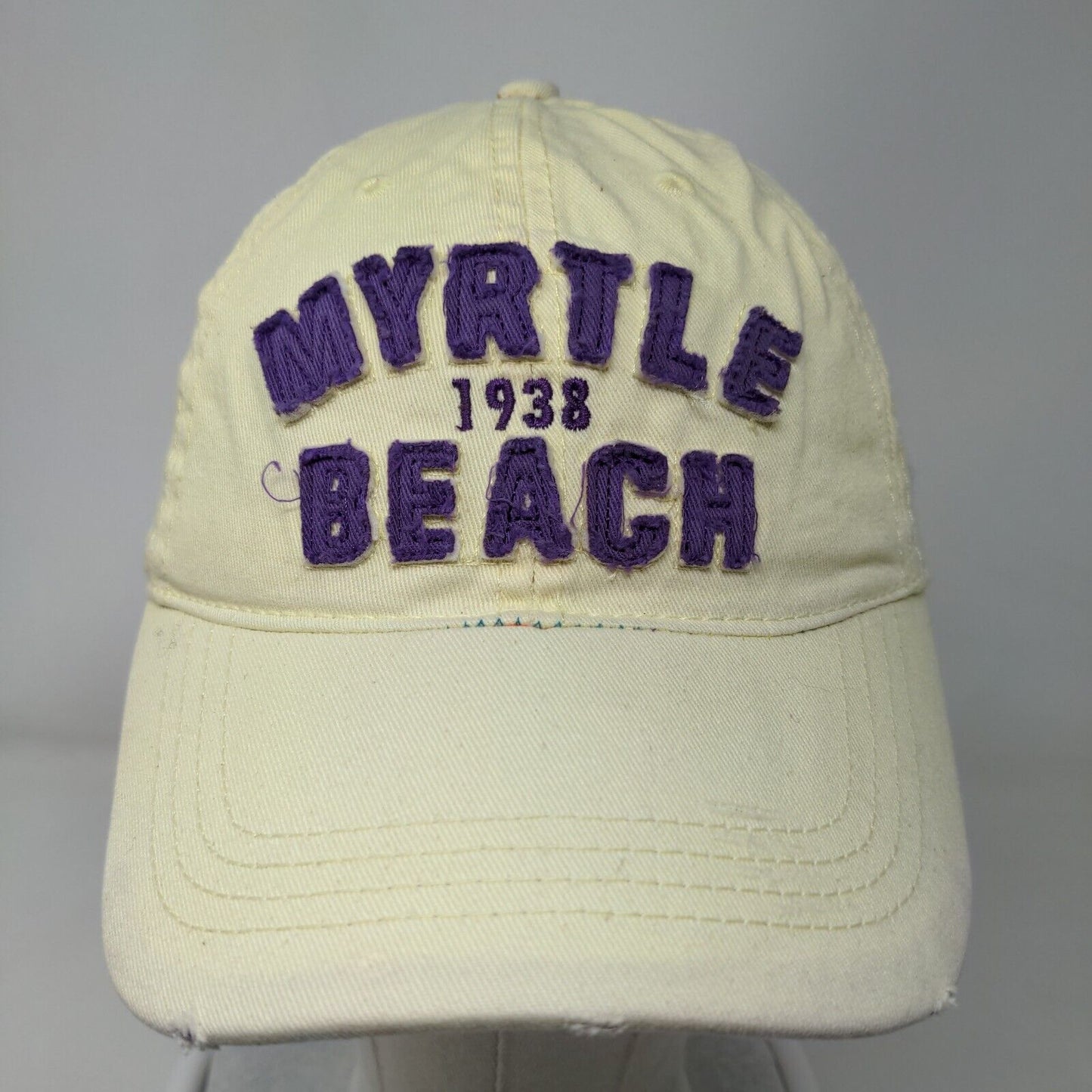 Myrtle Beach 1938 Slideback Hat Yellow OSFA Embroidered 777 Lucky Wings