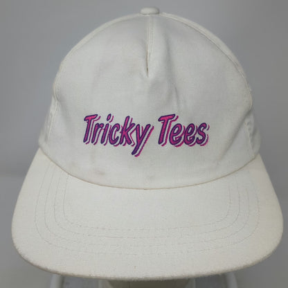 Yupoong 5 Panel White Hat One Size Tricky Tees Snapback Pink Purple Cotton