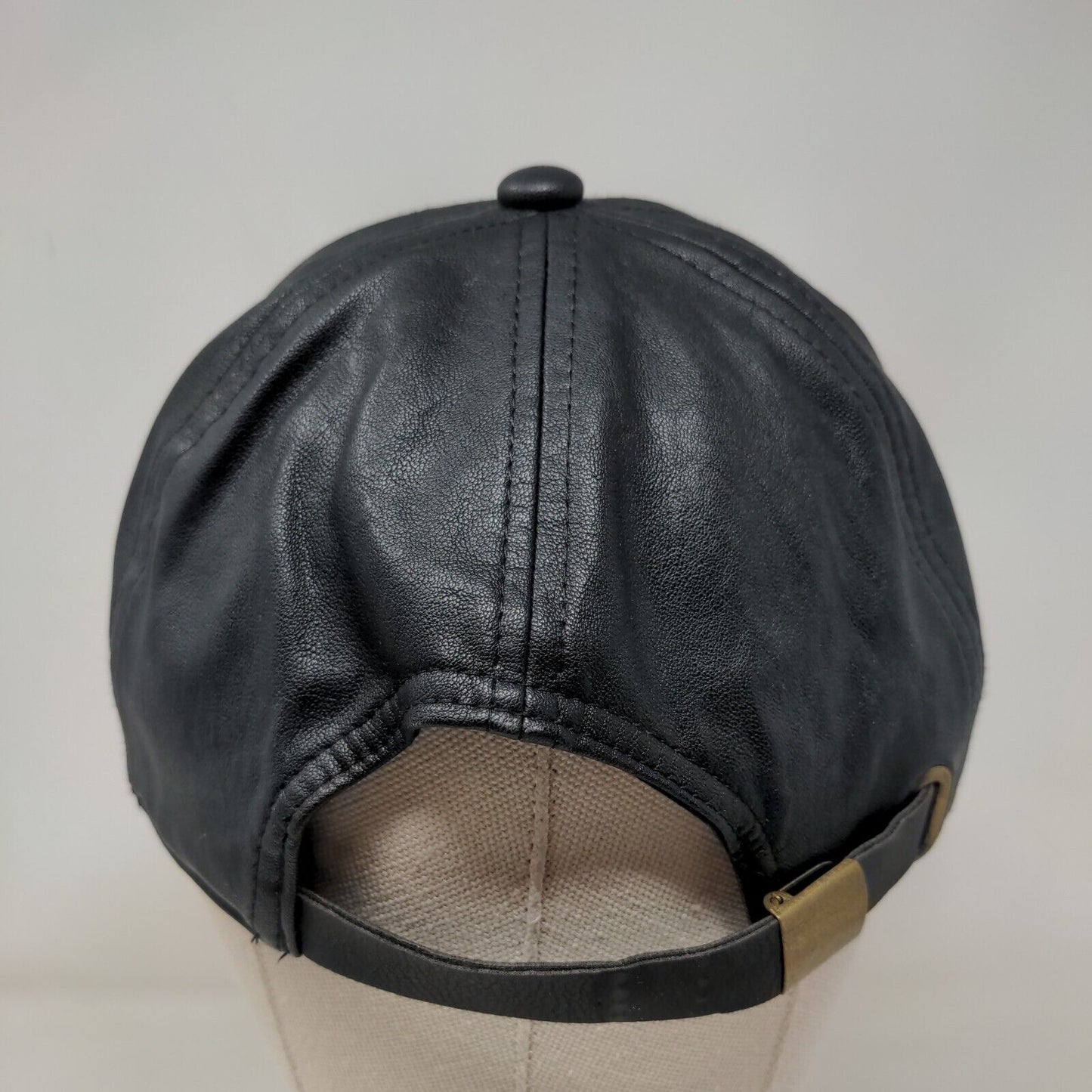 A New Day Faux Leather Slideback Hat Black One Size 6 Panel Blank