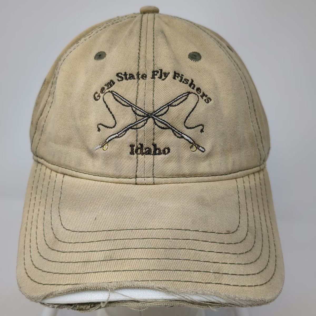 Otto Baseball Cap Beige One Size Slideback Gem State Fly Fishers Idaho Hat