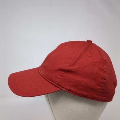 Unbranded Strapback Hat Red One Size Adjustable Vented Holes 6 Panel Blank