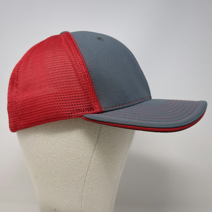 Richardson Baseball Cap Gray Red XL Driscoll Brothers Patch Mesh Back Fitted Hat