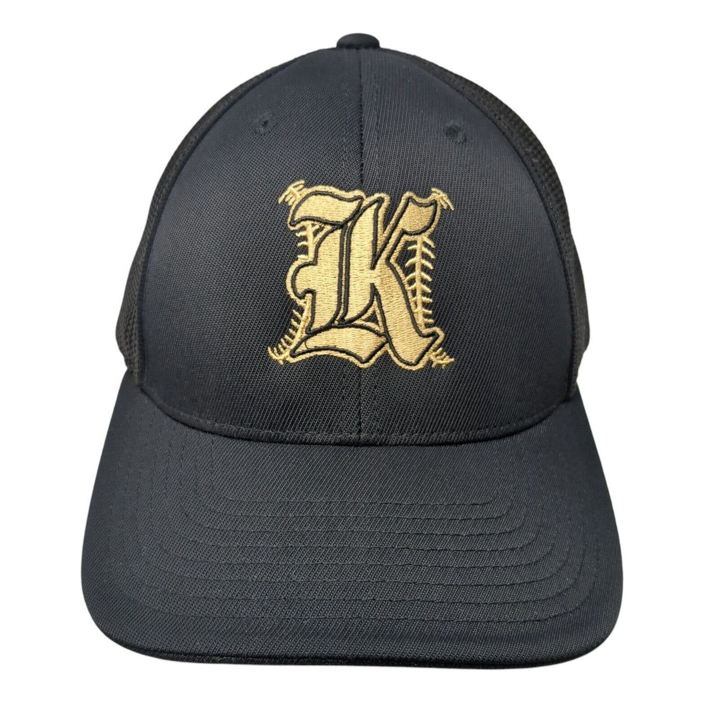 Pacific Headwear Fitted Trucker Hat Black 7 3/8-8 Embroidered Letter K