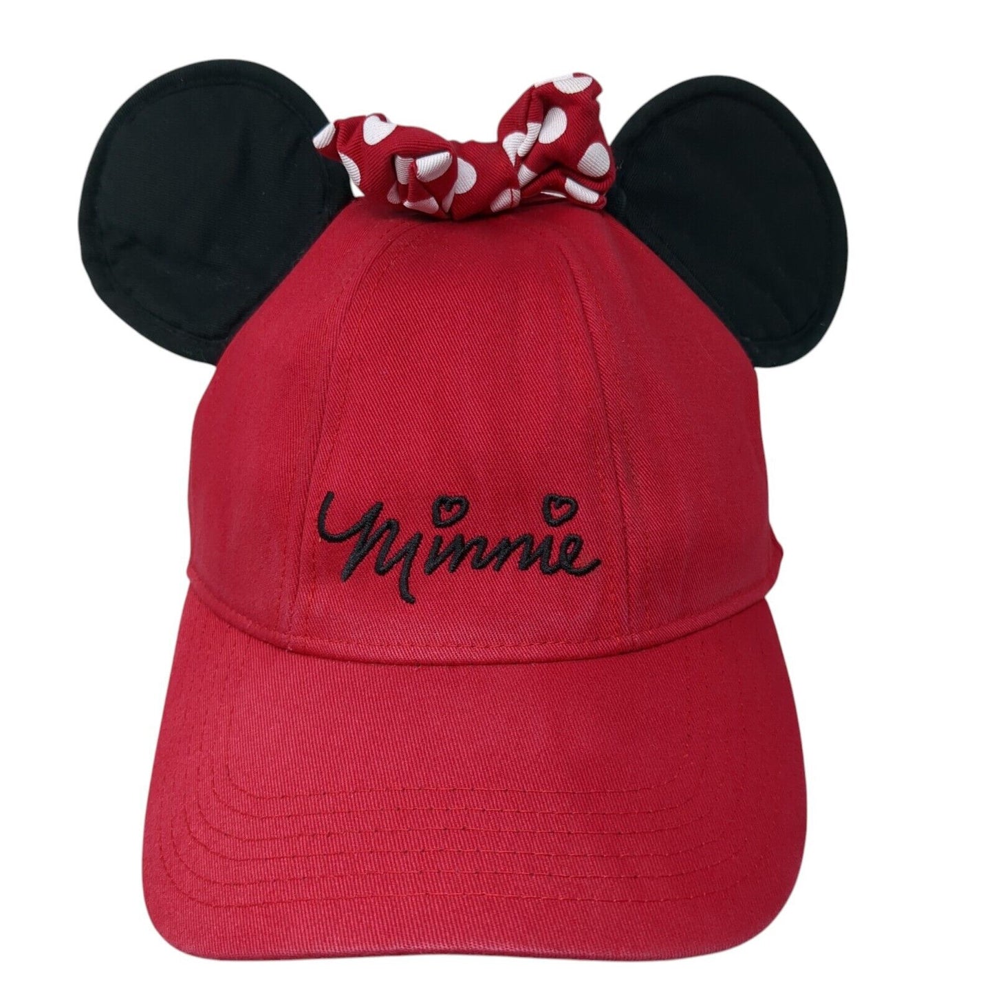 Minnie Mouse Ears Snapback Hat Red One Size Adjustable Embroidered Disney