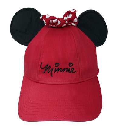 Minnie Mouse Ears Snapback Hat Red One Size Adjustable Embroidered Disney