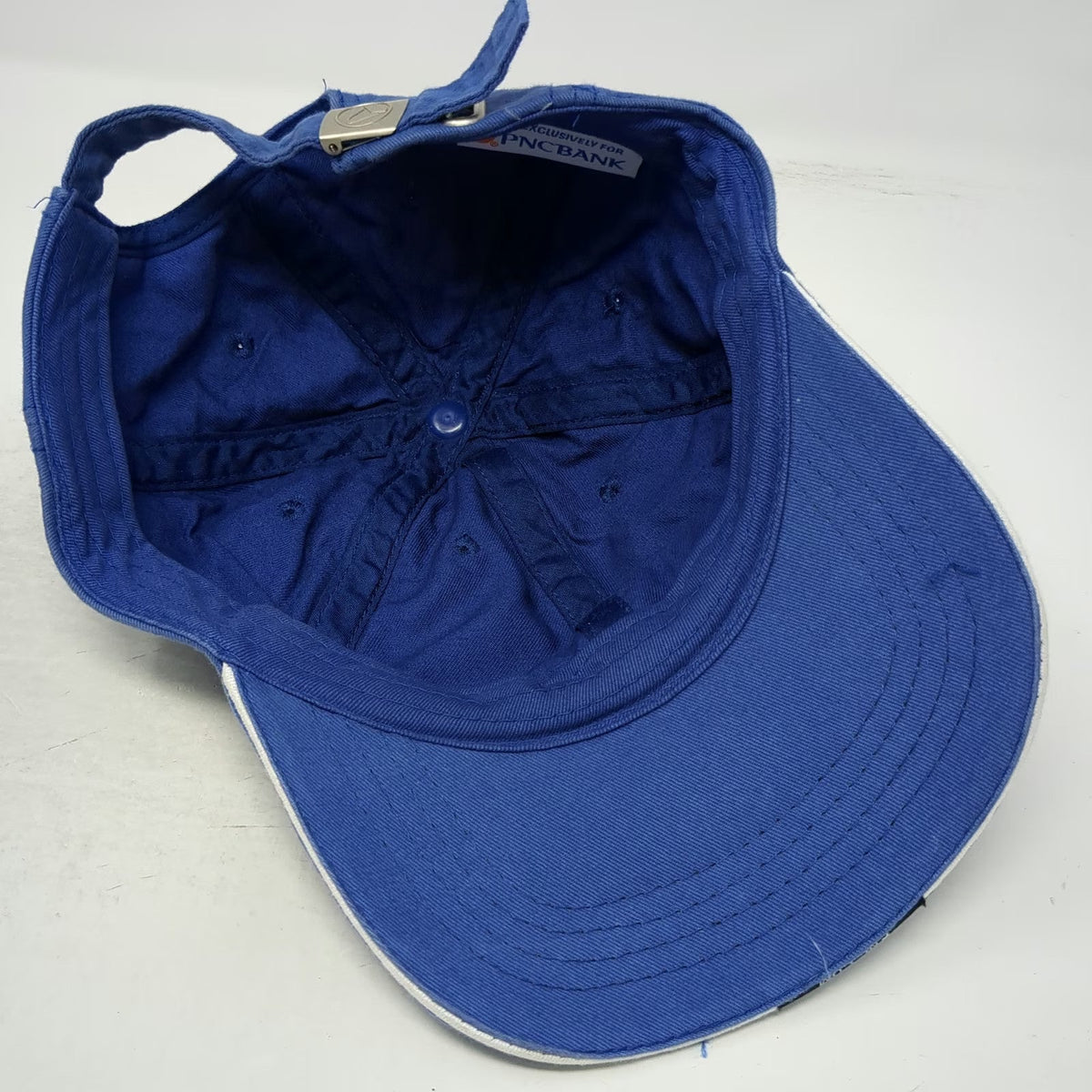 PNC Bank Baseball Cap Blue One Size Adjustable Cotton Sandwich Brim Logo Hat