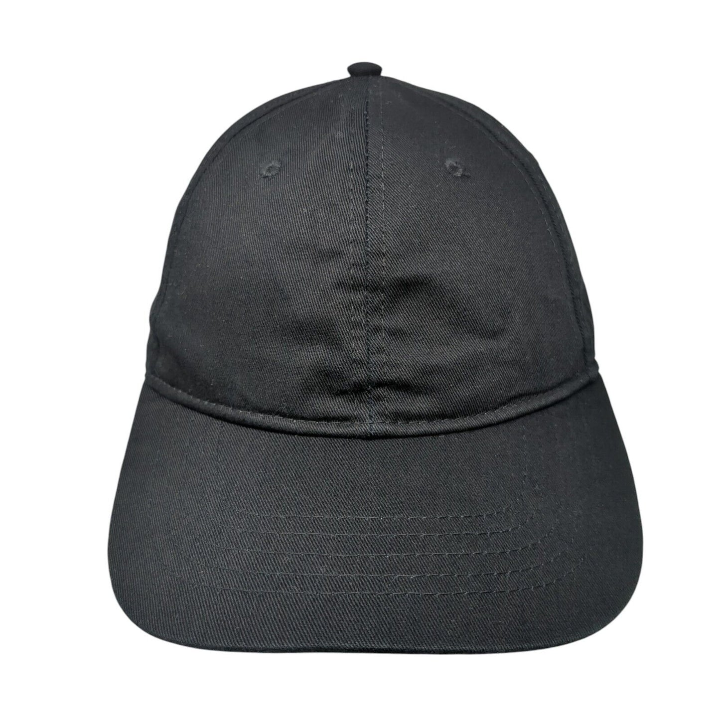 Unbranded Strapback Hat Black Soot One Size Adjustable Vent Holes Blank
