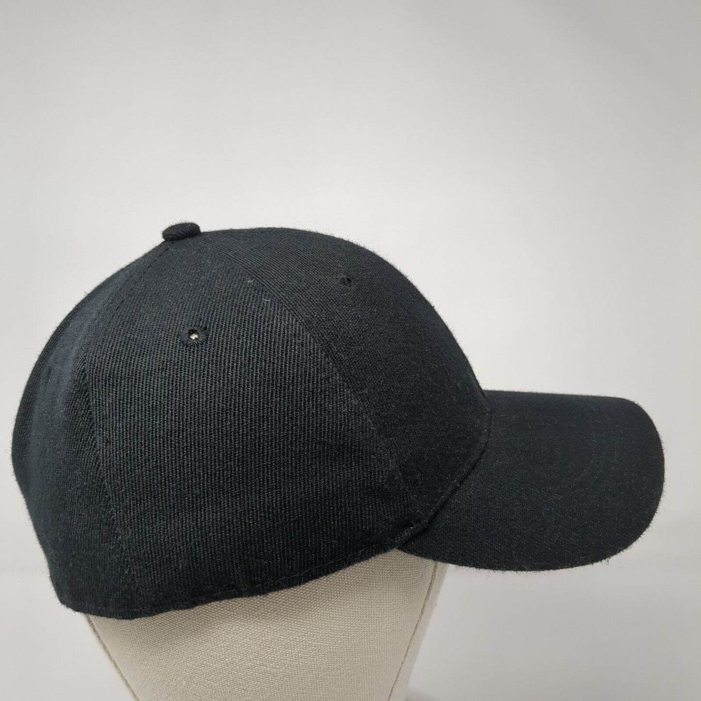 Unbranded Fitted Hat Black 7 1/4 Solid Vent Holes Outdoor Blank 6 Panel