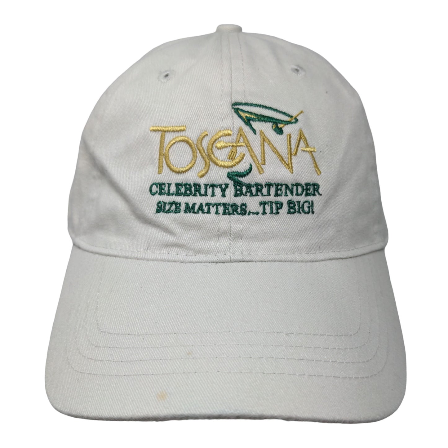 Toscana Men's Strapback Hat Tan Adjustable Embroidered Logo 100% Cotton