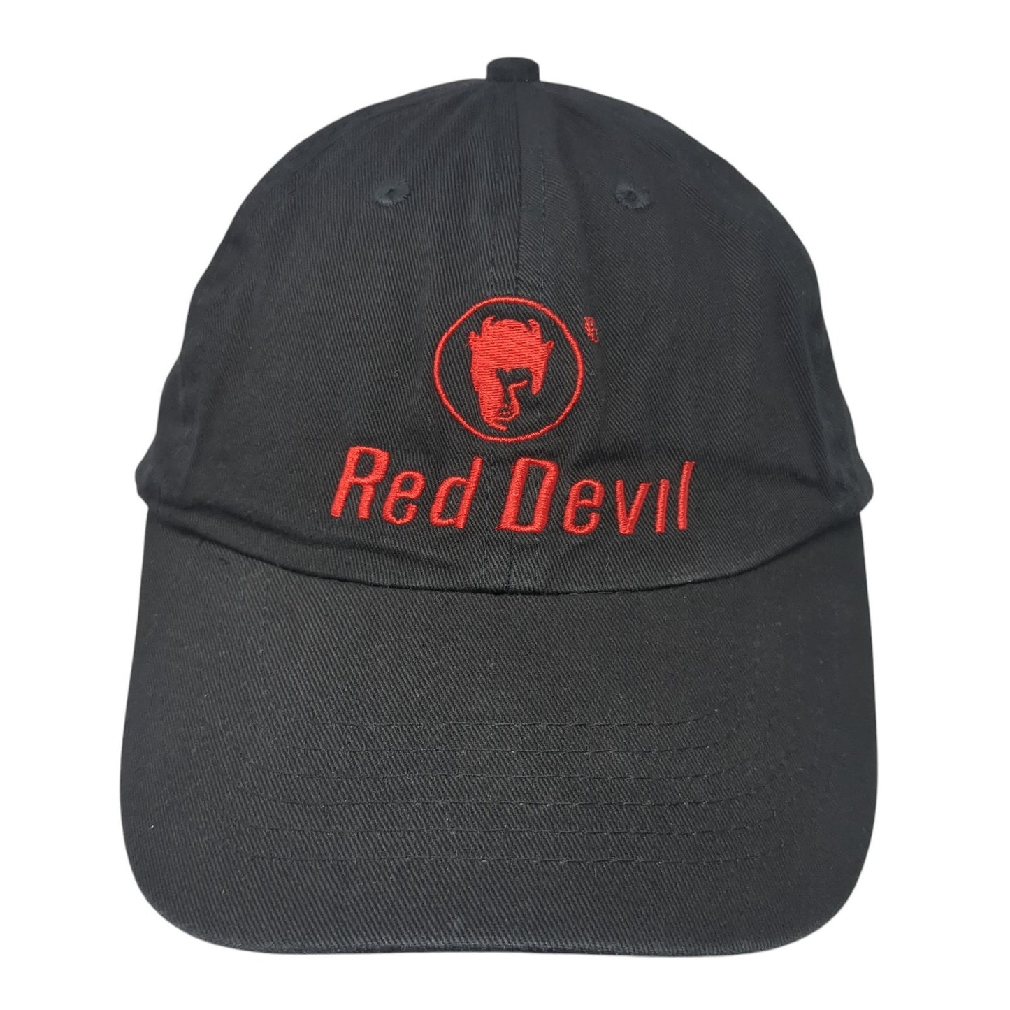 Red Devil Strapback Hat Black One Size Adjustable Embroidered 6 Panel