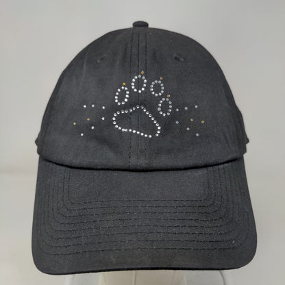 Paw Print Rhinestone Bling Strapback Hat Black One Size Hall Of Fame