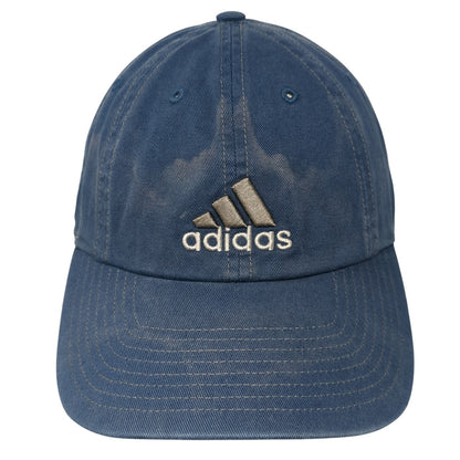Adidas Slideback Hat Blue One Size Embroidered 3 Stripes Logo Adjustable