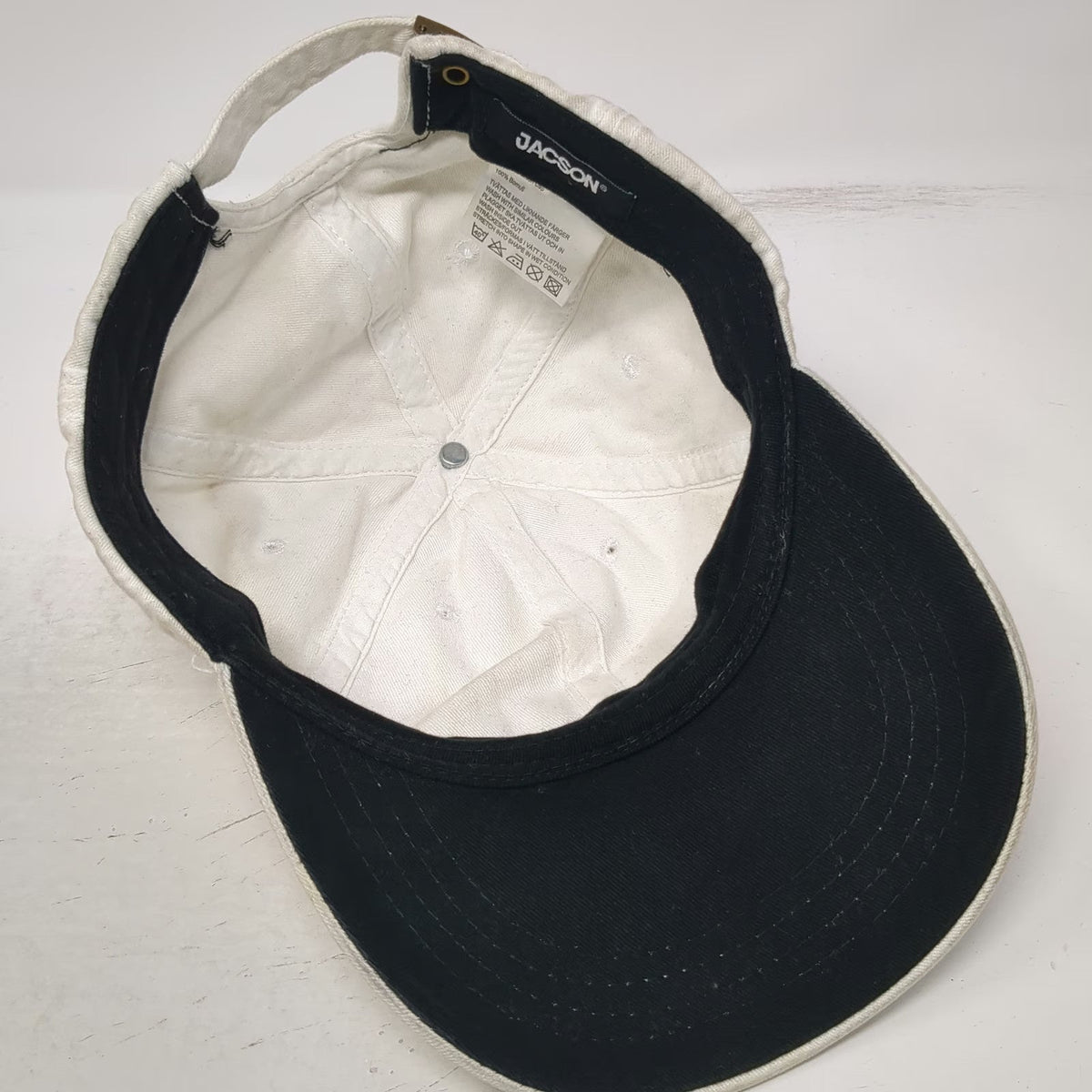 Jacson Baseball Cap White One Size Slideback 6-Panel Cotton Embroidered Logo Hat