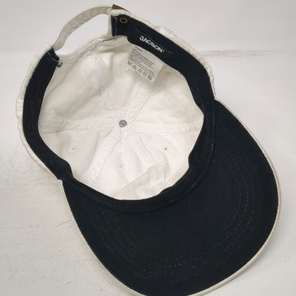 Jacson Baseball Cap White One Size Slideback 6-Panel Cotton Embroidered Logo Hat