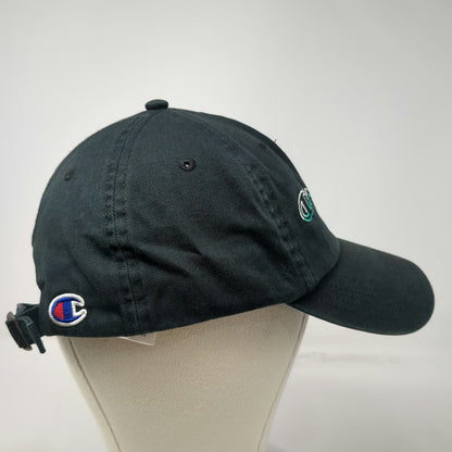 Champion 5 Panel Hat Black One Size Cotton Script Logo Slideback Strapback