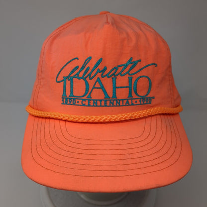 Celebrate Idaho 1890 Centennial 1990 Strapback Hat Orange 6 Panel Mohr's Rope