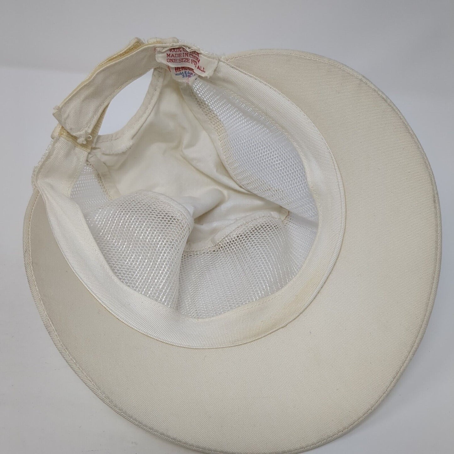 Unbranded Strapback Hat Cream One Size Adjustable Mesh Trim Wide Brim