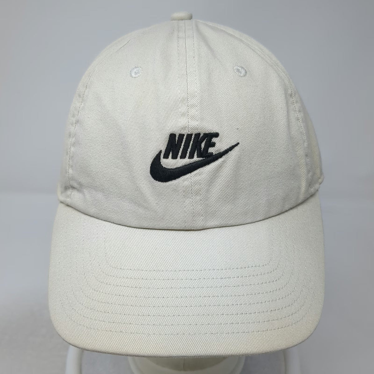 Nike Baseball Cap Beige Black One Size Slideback Heritage86 Cotton Logo Hat