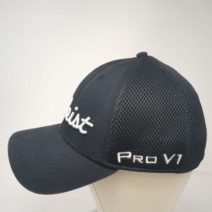 Titleist Baseball Cap Black L Mesh Back Pro V1 FootJoy FJ Stretch Fit Hat