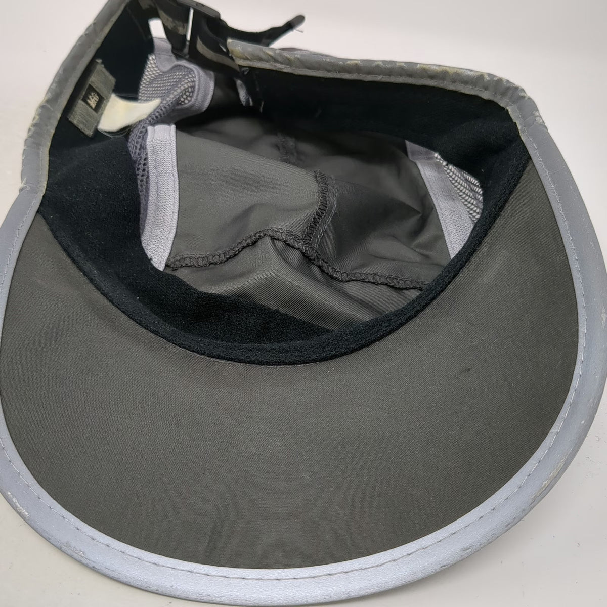 REI Baseball Cap Gray One Size Reflective Trim Mesh Panels Strapback Running Hat