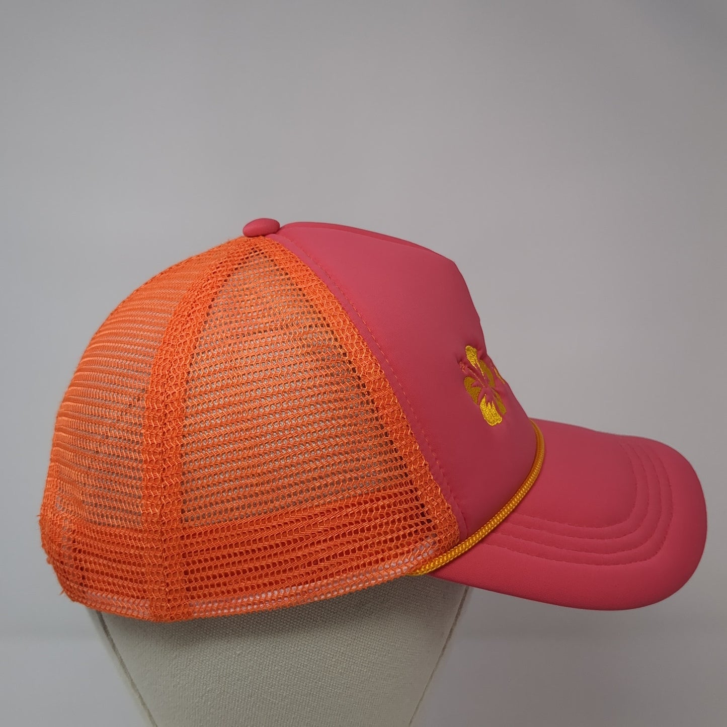 Hibiscus Flower Trucker Hat Multicolor One Size Adjustable Mesh Back Rope