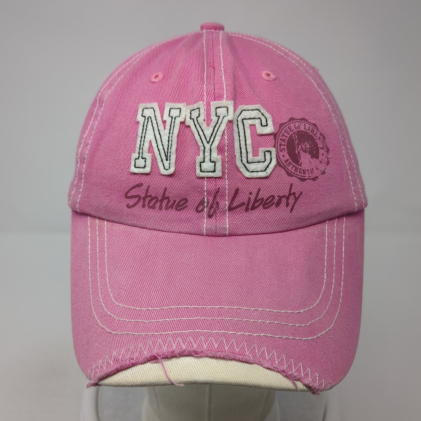 NYC Statue of Liberty Strapback Hat Pink One Size Adjustable Outdoor