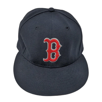 New Era Men's Fitted Hat Blue Size 6 7/8 Embroidered Boston Red Sox MLB 59Fifty