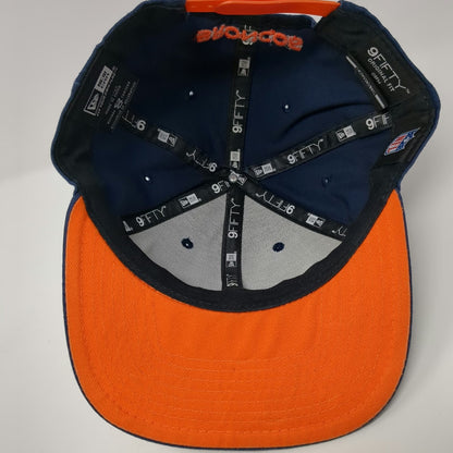Denver Broncos NFL New Era Hat Blue OS 9FIFTY Snapback Textured Brim Orange