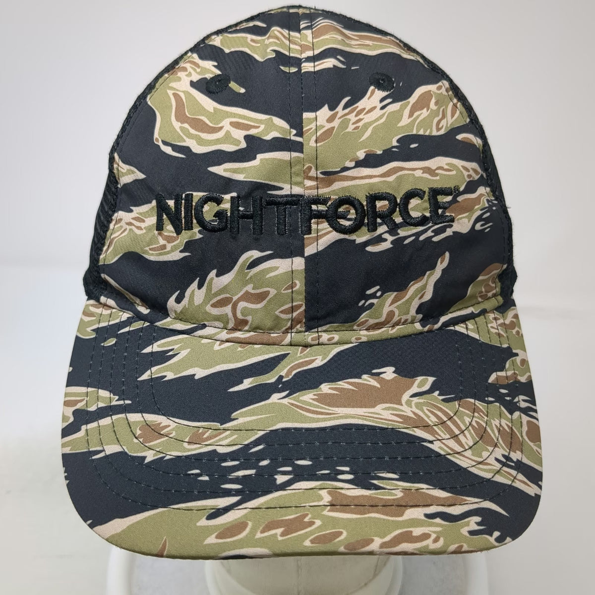 Nightforce Trucker Hat Green One Size Tiger Stripe Camo Mesh Back Snapback Logo