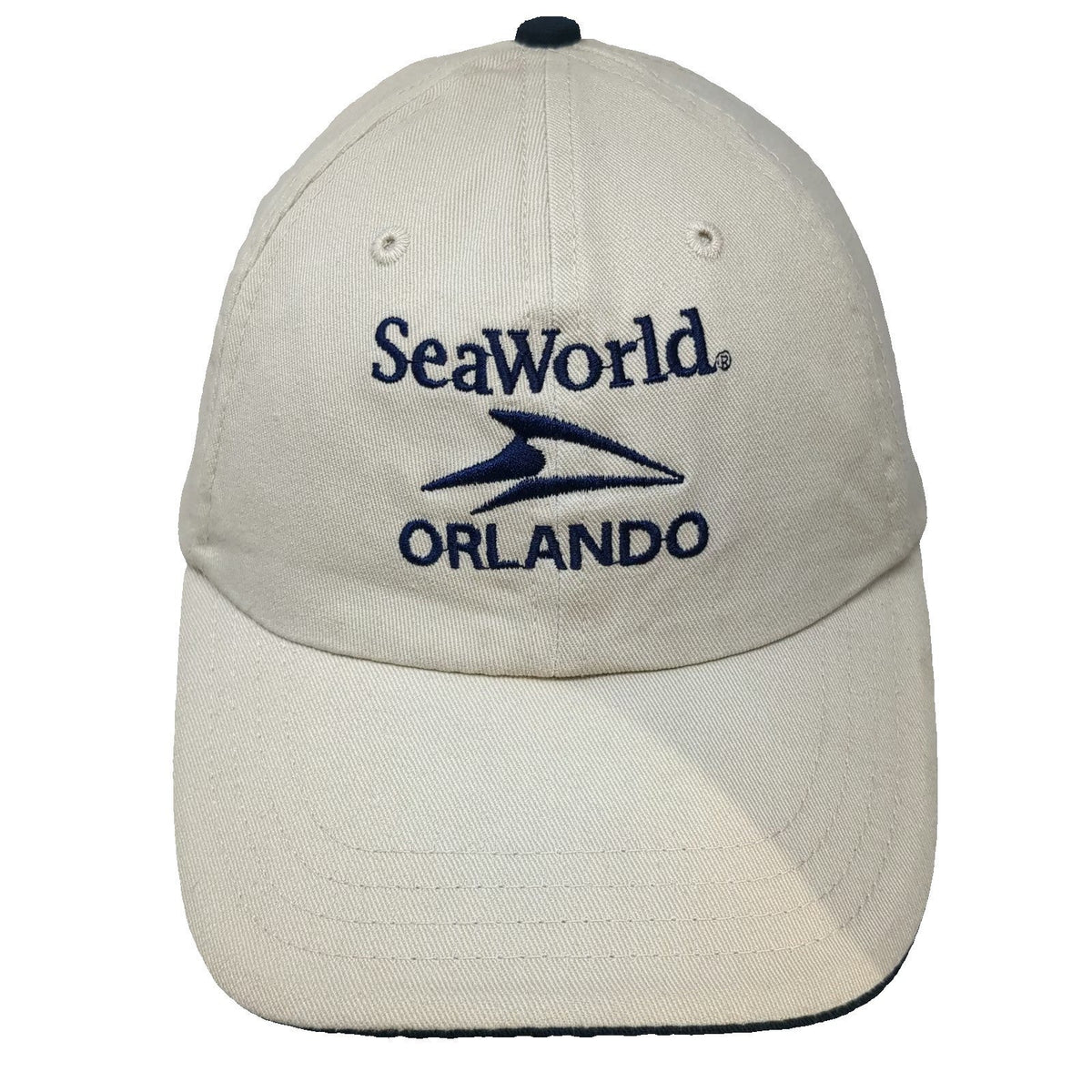 SeaWorld Baseball Cap Beige One Size Orlando Logo Strapback Cotton Adventure Hat