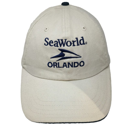 SeaWorld Baseball Cap Beige One Size Orlando Logo Strapback Cotton Adventure Hat