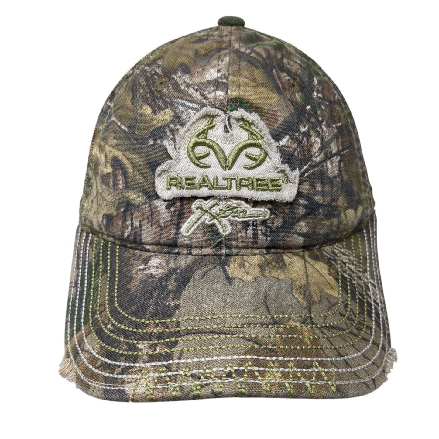 Realtree Strapback Trucker Hat Camouflage OS Adjustable Mesh Back Distressed