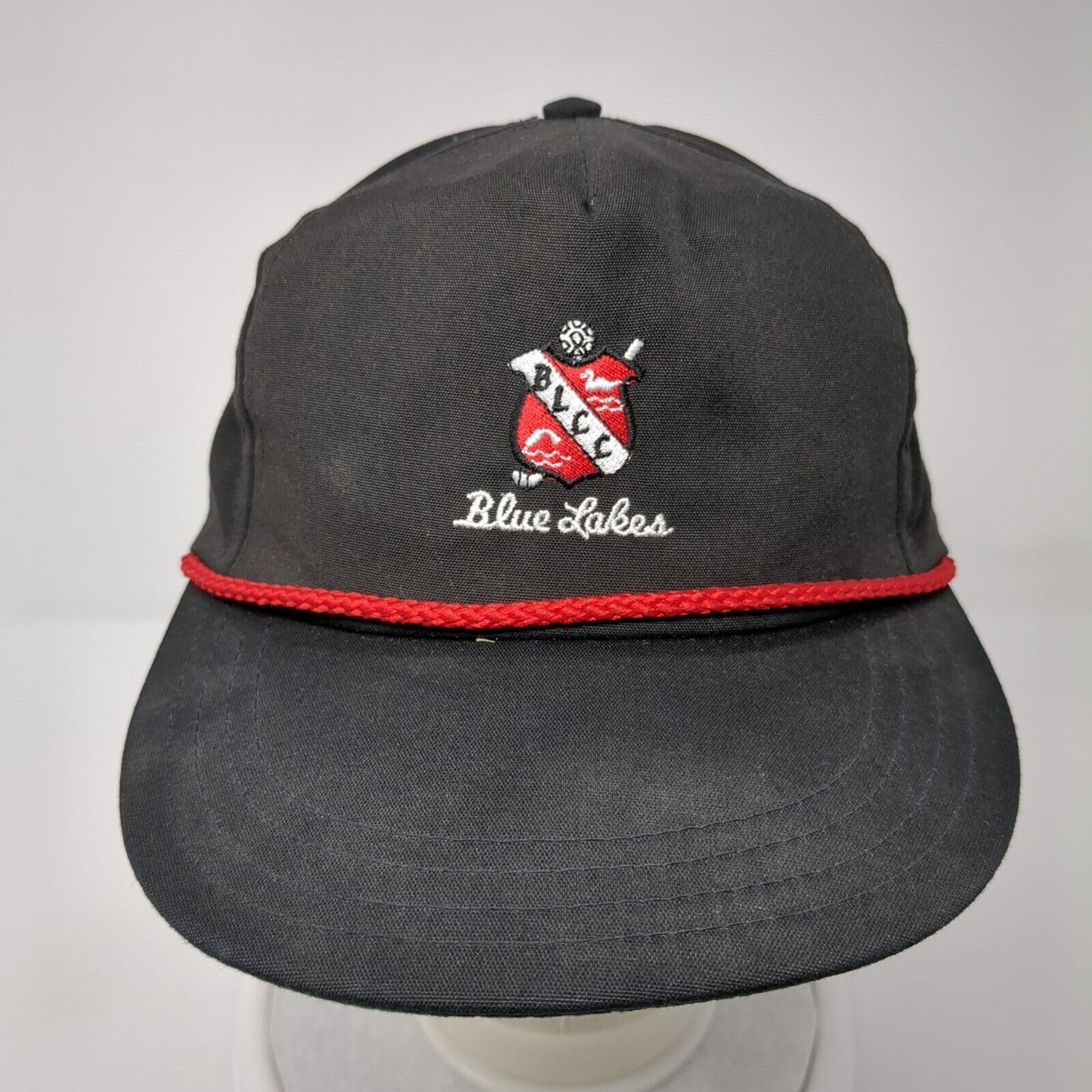 Blue Lakes Slideback Hat Black One Size Adjustable Embroidered Rope Town Talk