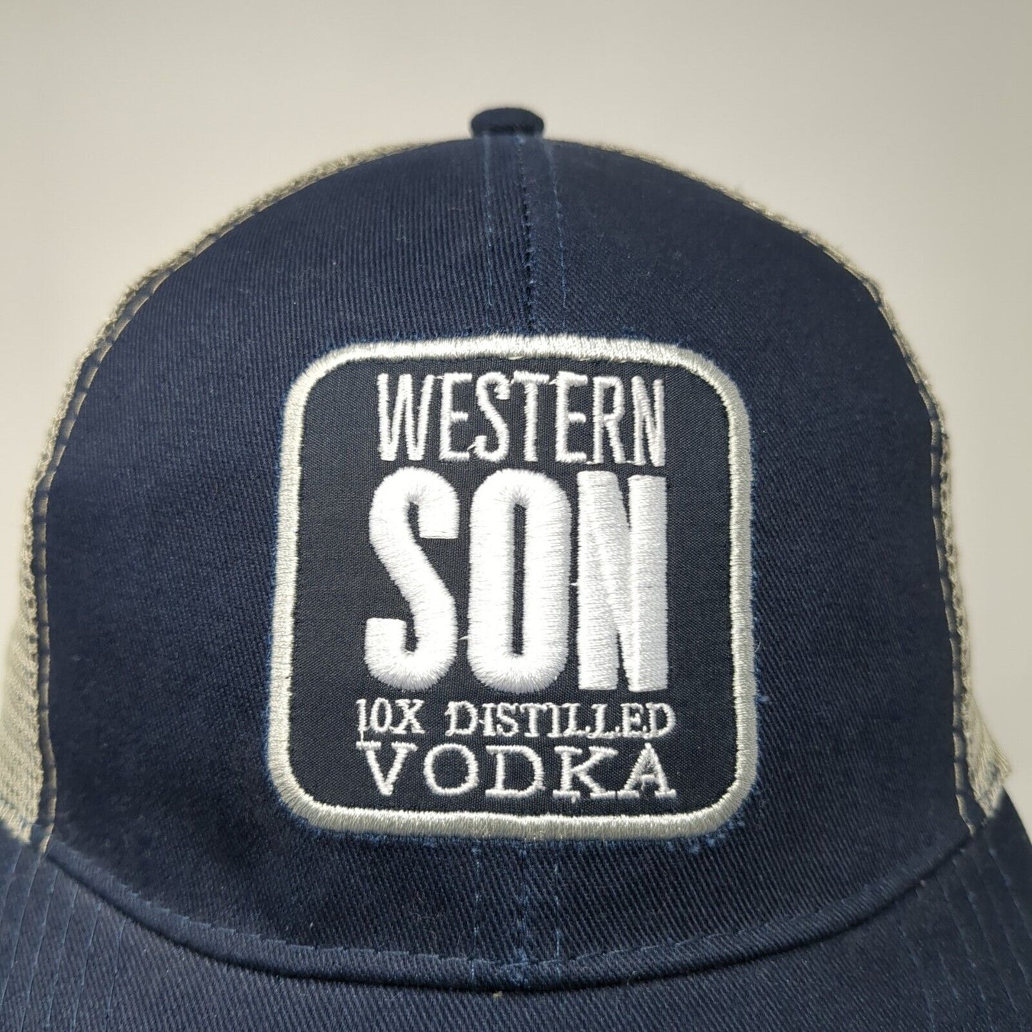 Western Son 10x Distilled Vodka Trucker Hat Blue One Size Mesh Back
