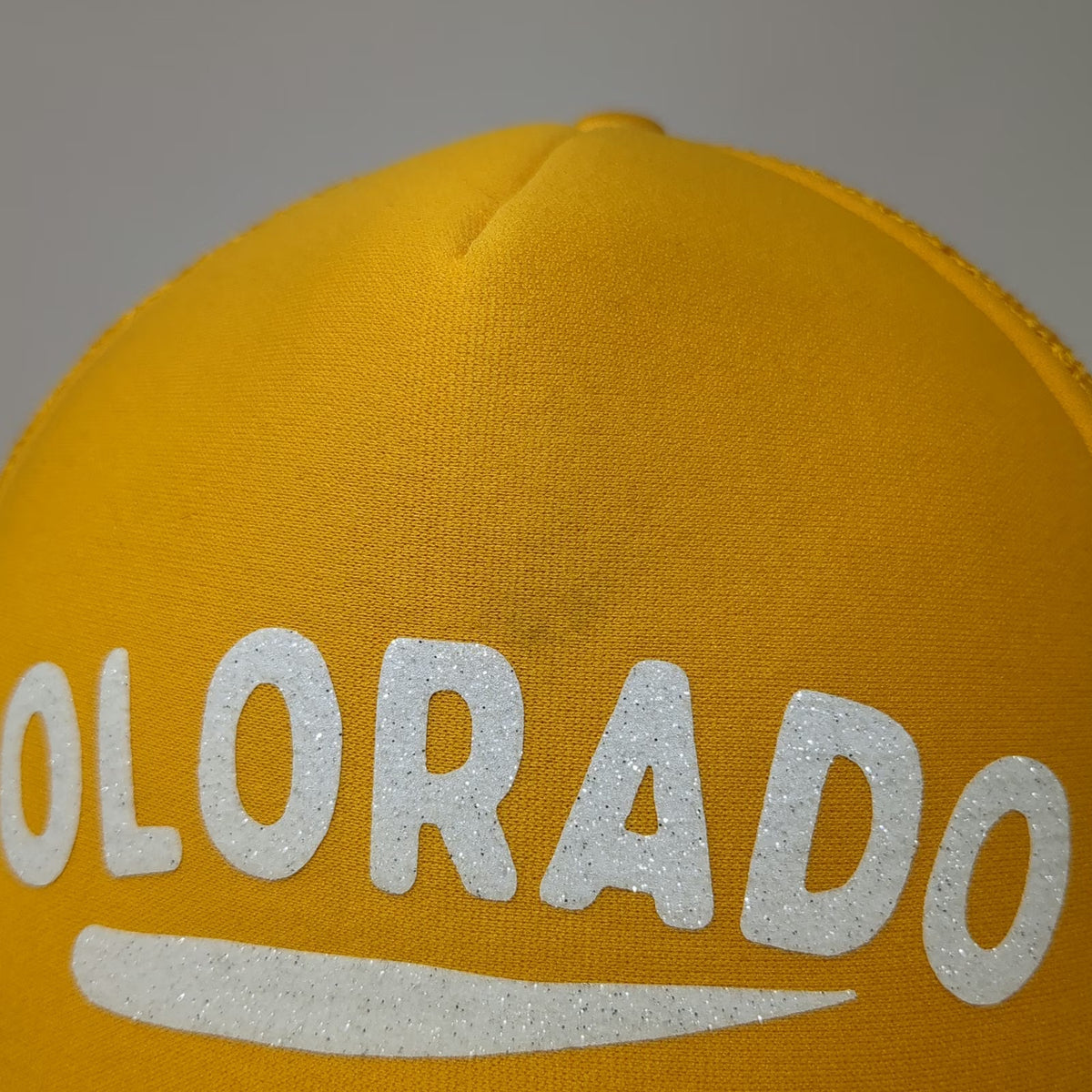 Otto Colorado Trucker Hat Yellow One Size Snapback Glitter Graphic Foam Mesh