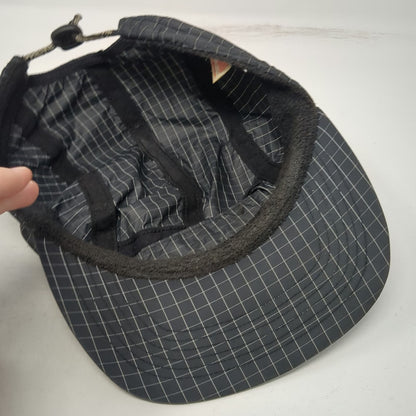 Supreme 5 Panel Black Hat Grid Pattern Drawstring Box Logo Made in USA Vintage