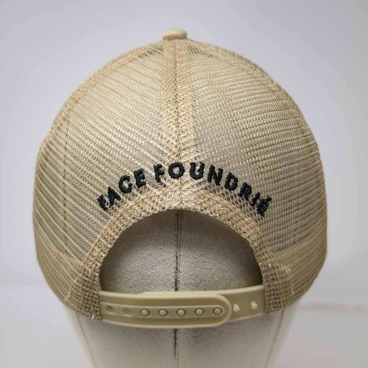 Foundrie Trucker Hat Beige OSFM Snapback I Really Like Your Face Mesh Graphic