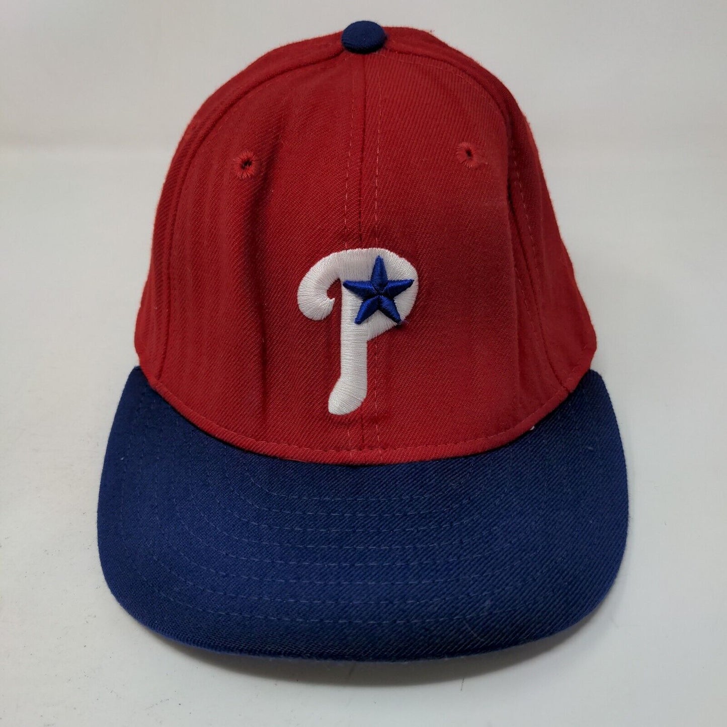 New Era Mens Fitted Hat Red 6 7/8 Philadelphia Phillies Embroidered Logo 59Fifty