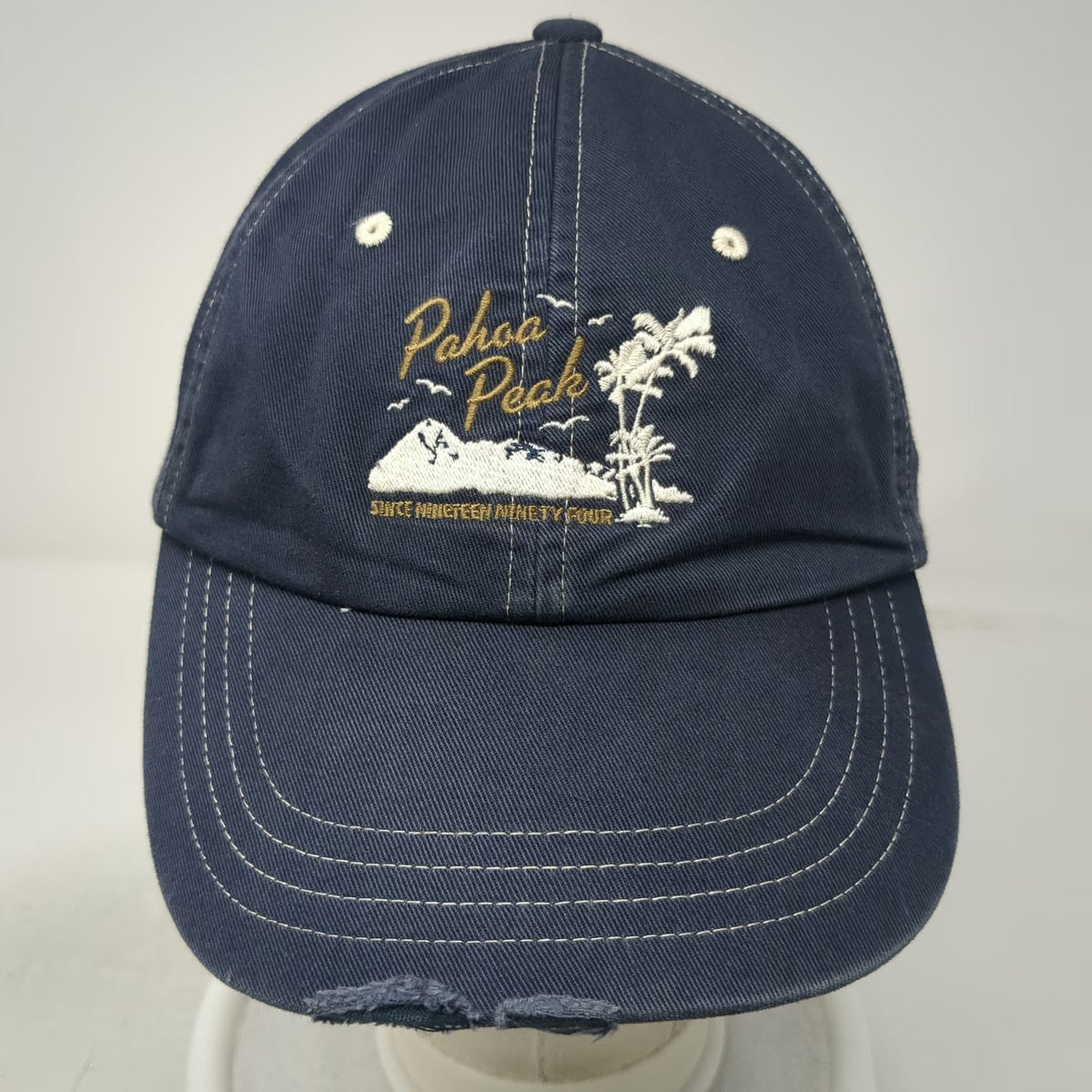 Old Navy Baseball Cap Blue OSFM Pahoa Peak Embroidered Contrast Stitching Hat