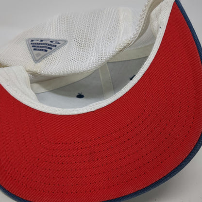 Columbia Baseball Cap Blue M Hat Mesh Back Red Underbrim Flexfit PFG Fish Logo
