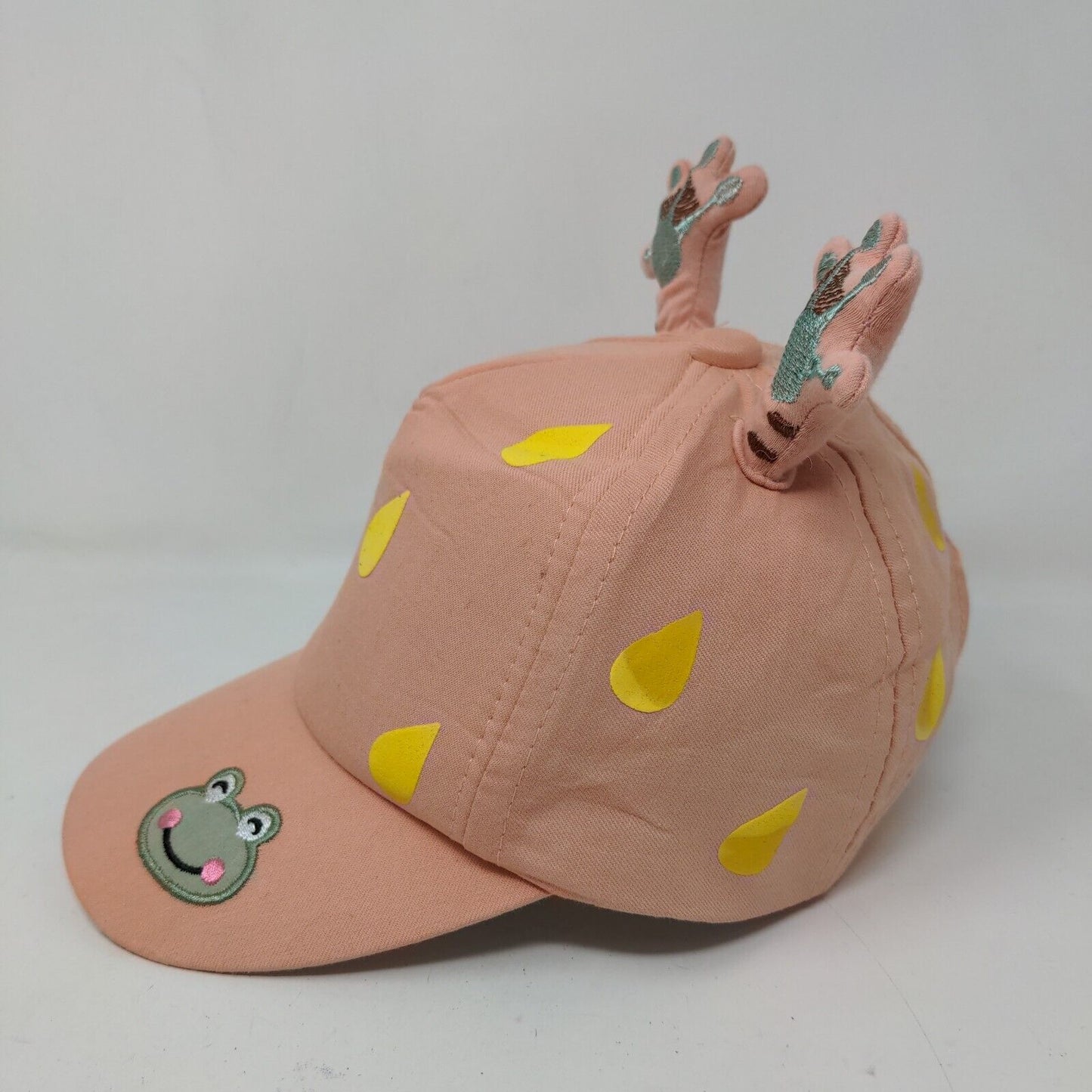 Unbranded Girl's Strapback Hat Pink Adjustable Embroidered Frog Ear Accents