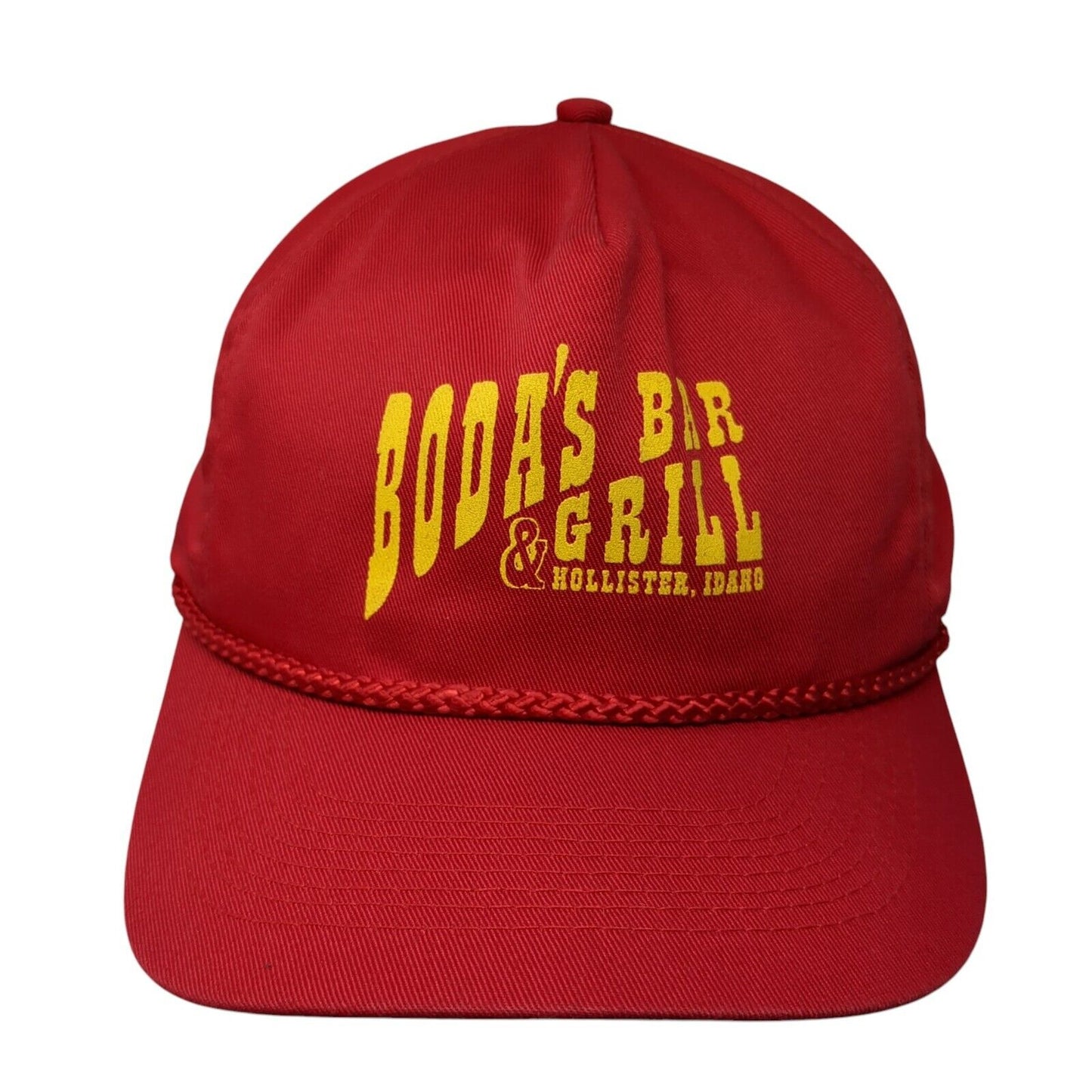 Boda's Bar & Grill Hollister Idaho Snapback Hat Red OS Adjustable Rope Otto