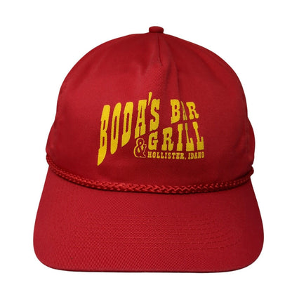 Boda's Bar & Grill Hollister Idaho Snapback Hat Red OS Adjustable Rope Otto
