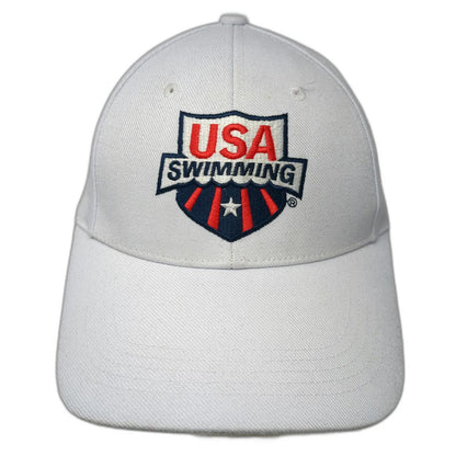Sporti Baseball Cap White One Size USA Swimming Logo Adjustable Strapback Hat