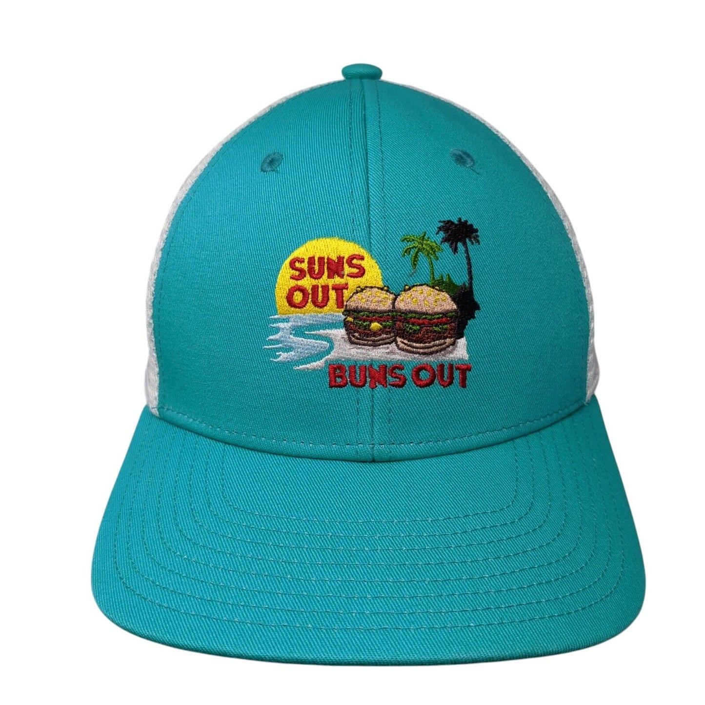 Suns Out Buns Out Snapback Trucker Hat Blue One Size Mesh Back Coal