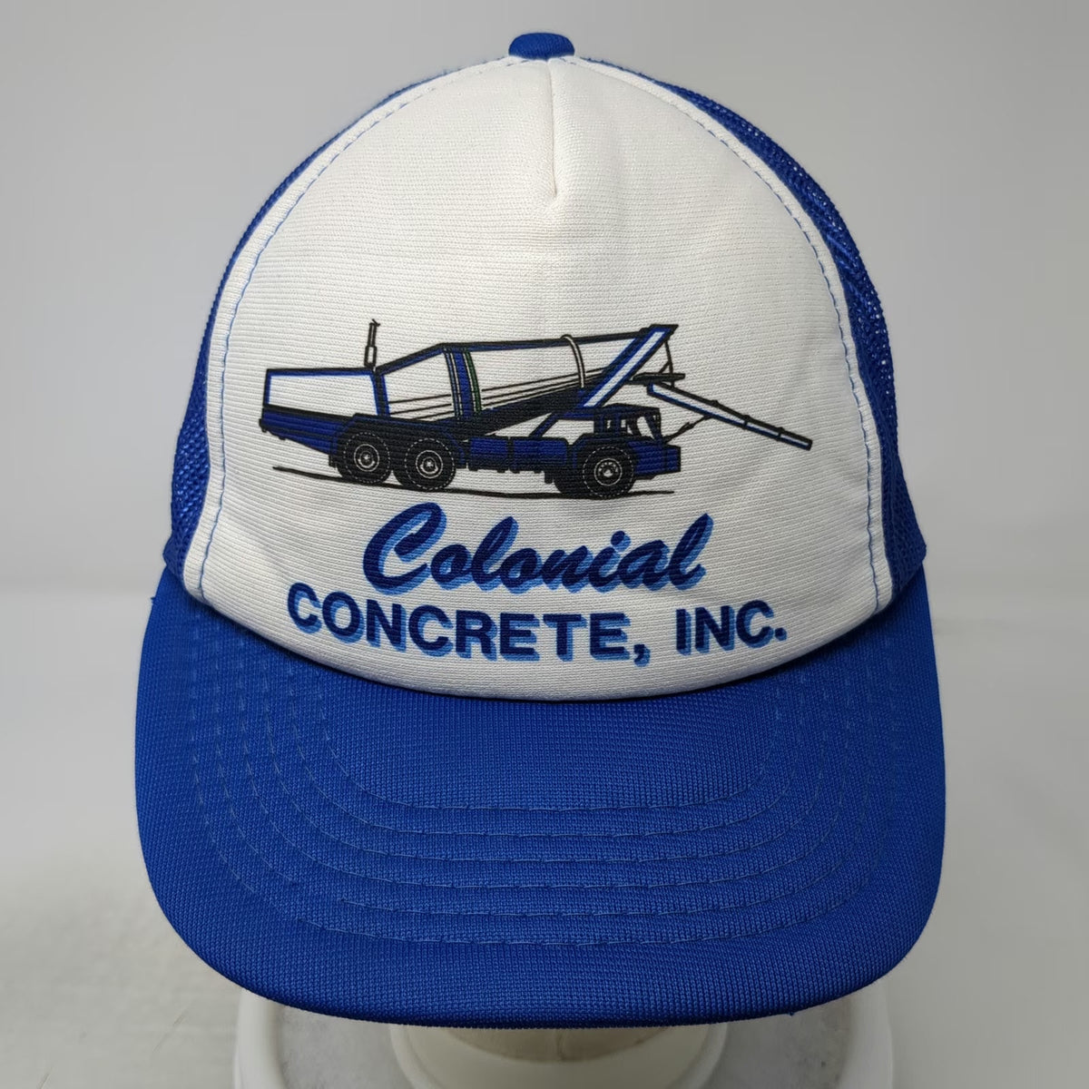 Young An Trucker Hat Blue One Size Colonial Concrete Inc Mixer Truck Graphic