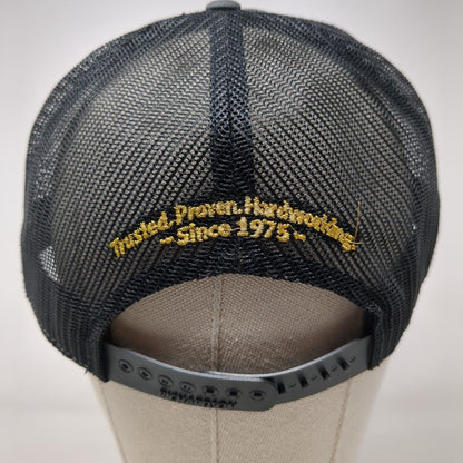 Trinity Snapback Trucker Hat Gray OSFA Mesh Back Leather Patch Richardson