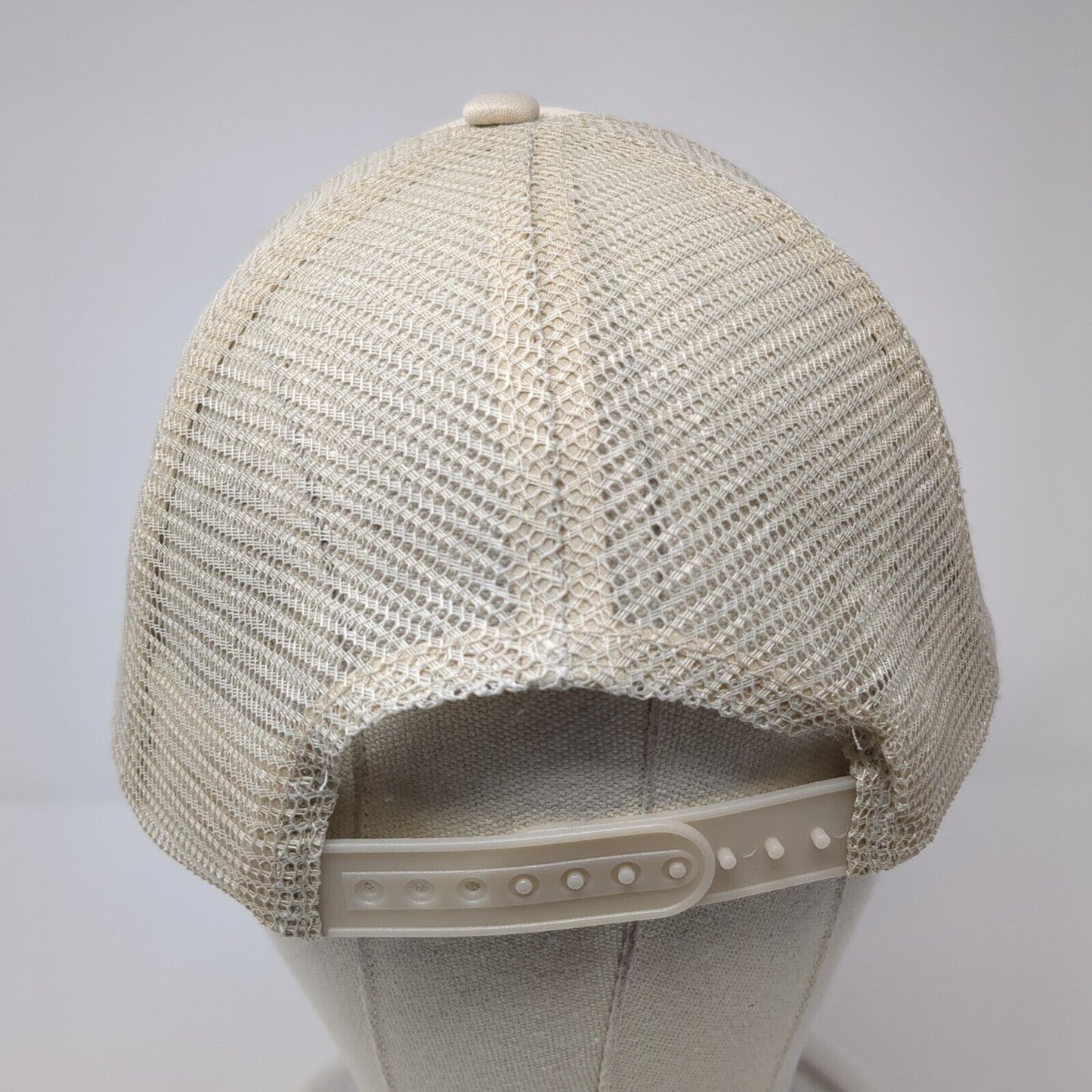 Letter T Logo Snapback Rope Trucker Hat Tan One Size Mesh Back Cameo