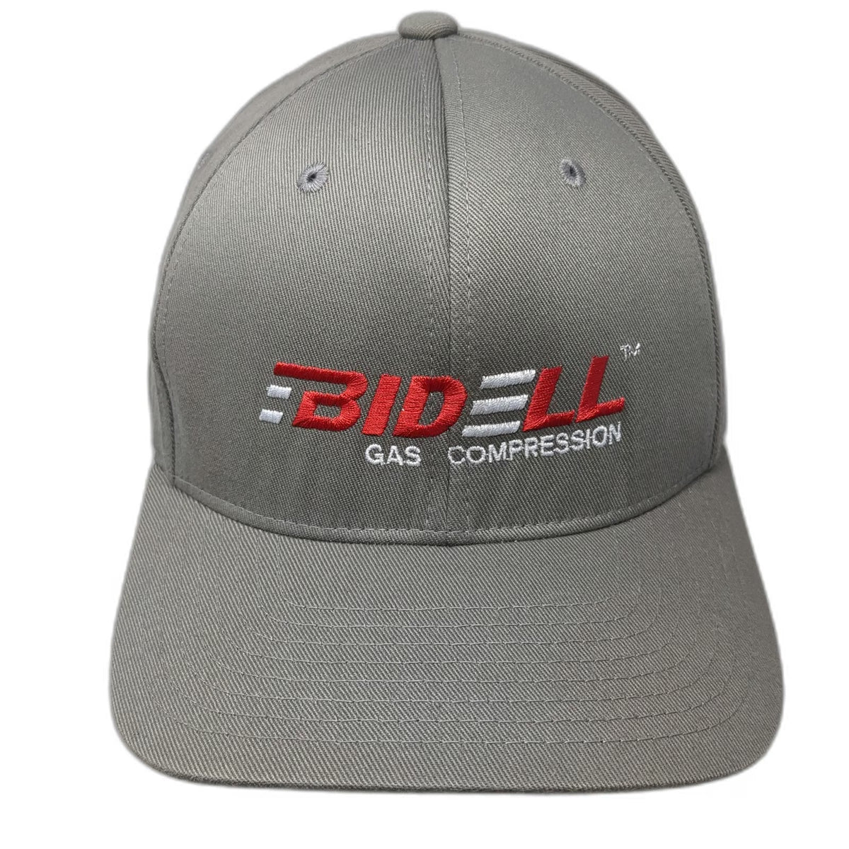 Flexfit Baseball Cap Gray XL Bidell Gas Compression Embroidered Corporate Hat